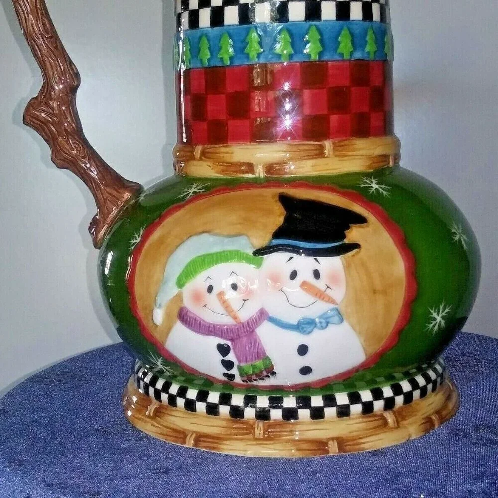 VTG Snowman Mr. & Mrs. Pitcher VASE Checkered Peggy Fairfax House of Hatten